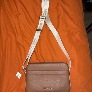 Michael Kors - Tan Leather Log Strap Crossbody Bag